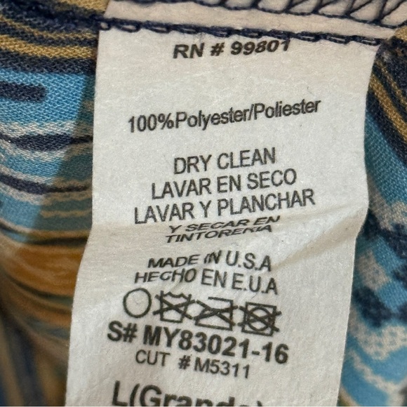 My Story Blue and Brown Geometric Long Sleeve Dress - Picture 4 of 4